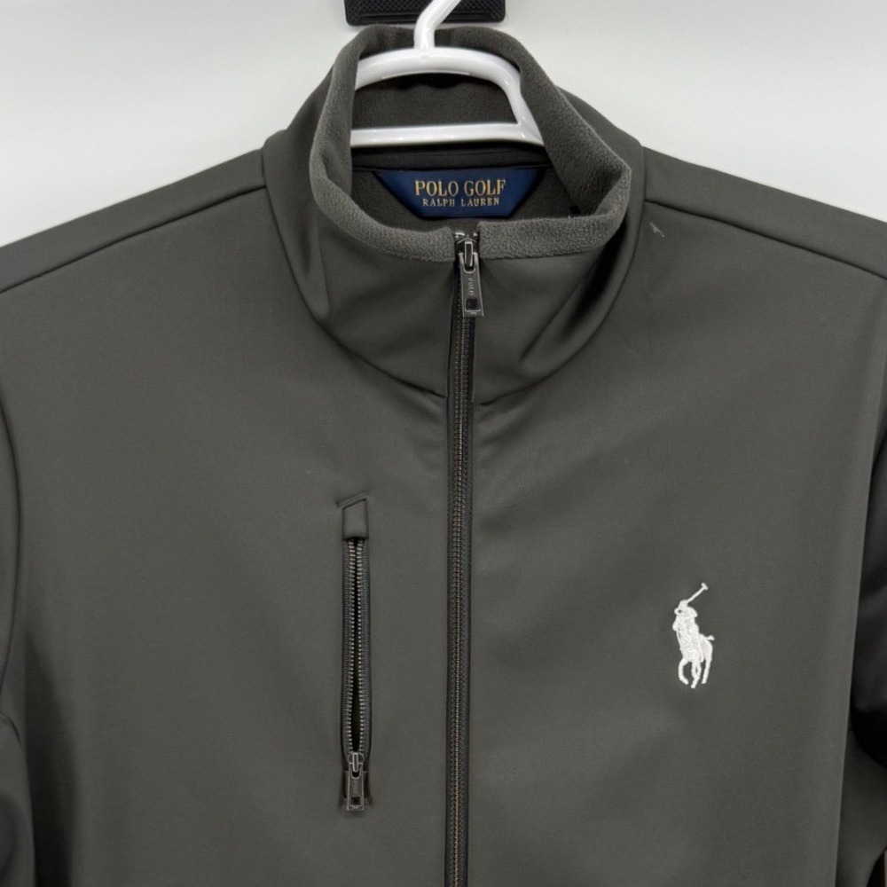 Polo Golf Ralph Lauren L Olive Green Softshell Full Zip Jacket RSM Logo Big Pony